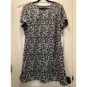 NWT Calvin Klein Women’s Leopard Print‎ Short Sleeve Sheath Dress Size 18W Multi